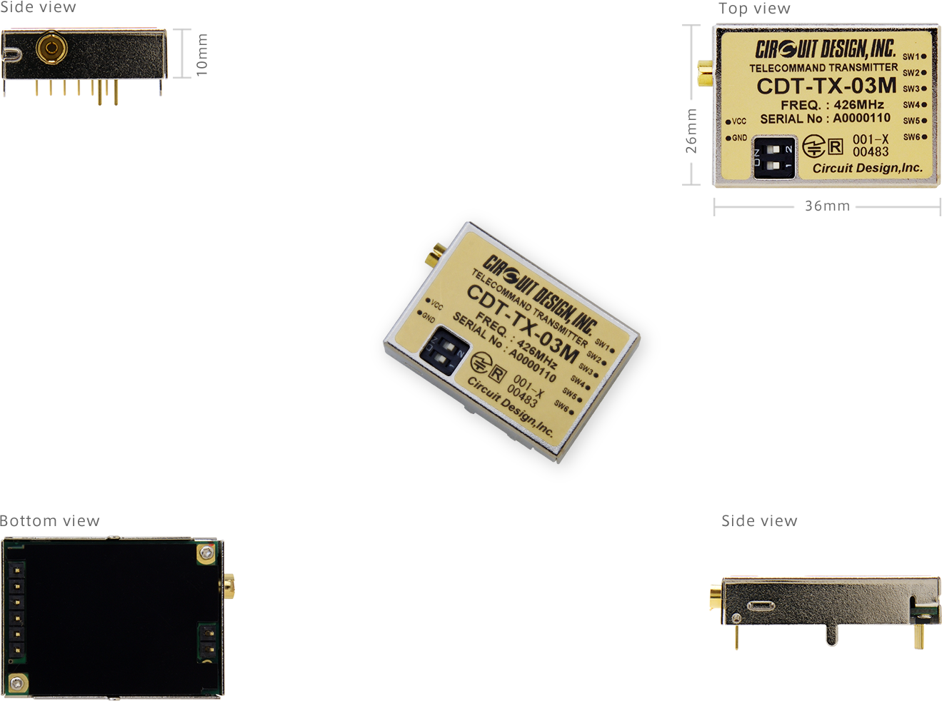 426MHz帯 特定小電力テレコマンド 送信無線モジュール | CDT-TX